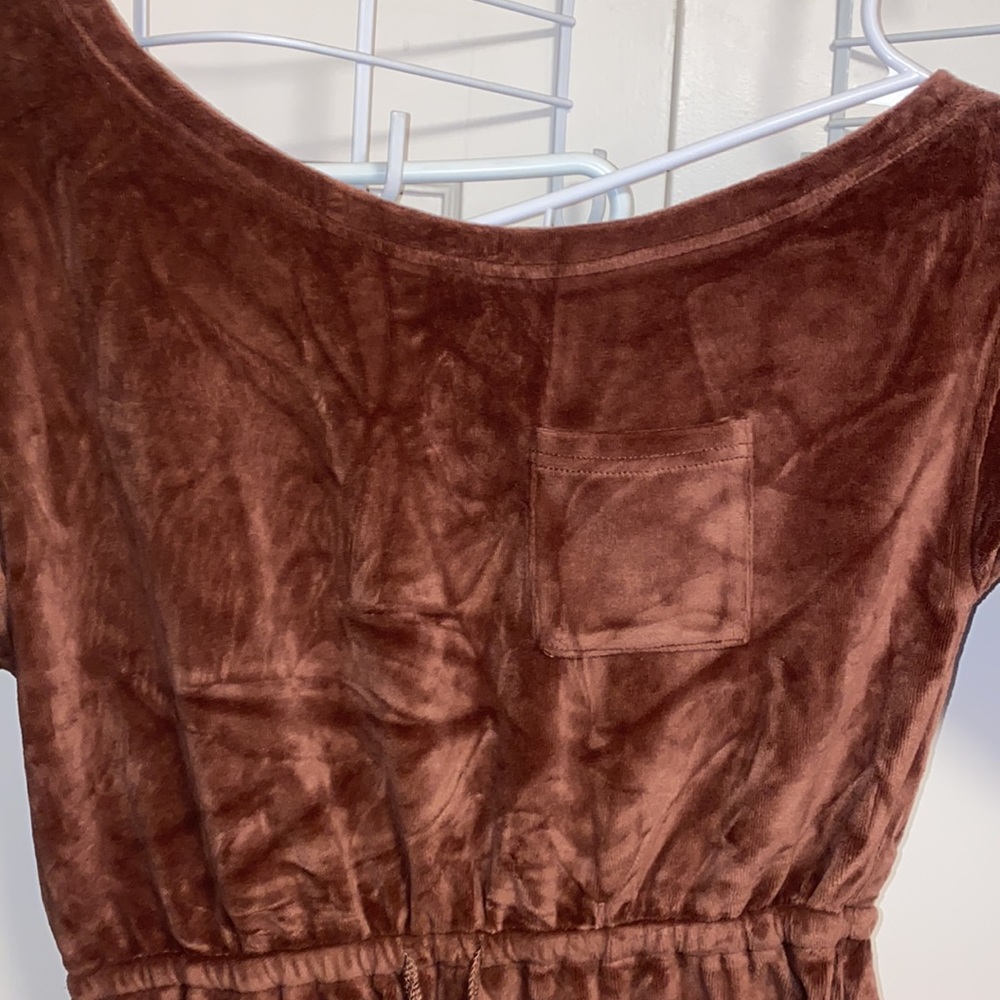 Fashion Nova Medium Brown Velour Romper Suit - Picture 11 of 14